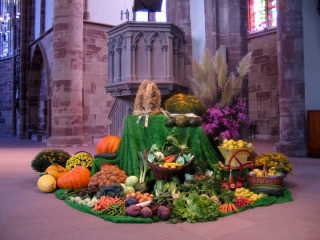 Erntedankdekoration zum �kumenischen Erntedankgottesdienst in der Stiftskirche